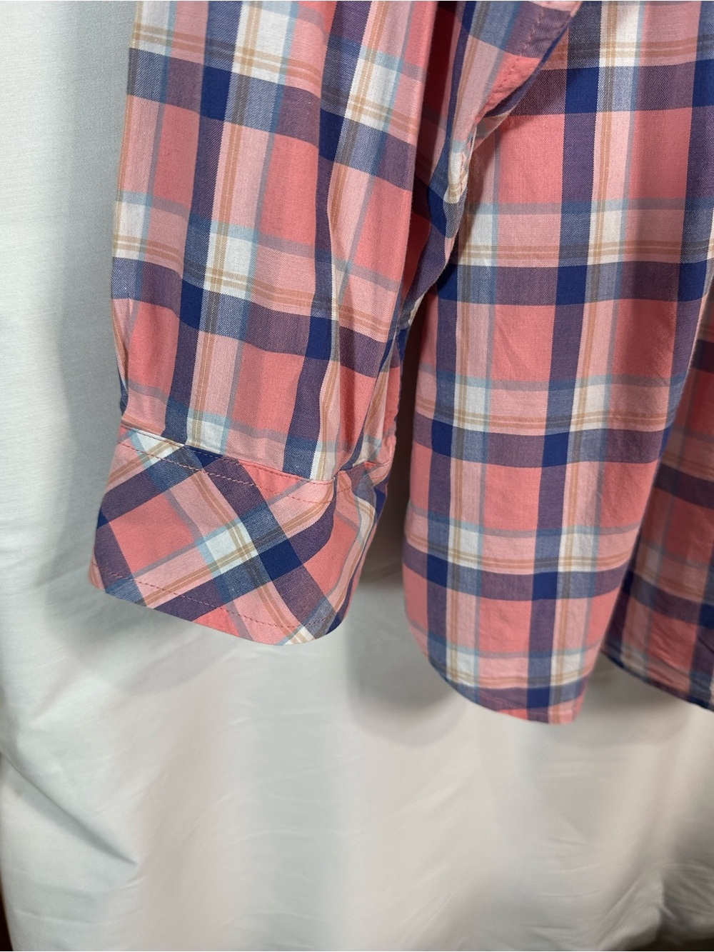 Talbots Pink and Blue Plaid Button-Down Shirt - Picture 3 of 10